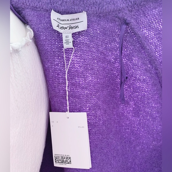 &Other Stories Purple Collared Alpaca Blend Cardigan - Picture 9 of 9